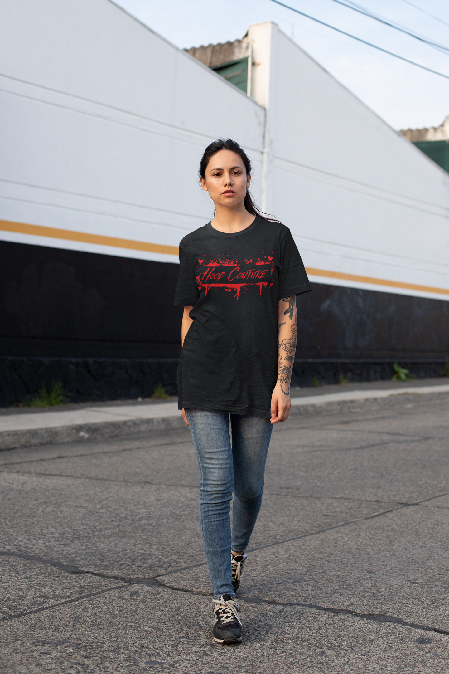 Oversized Unisex Premium T-Shirt "Hood Couture Bloody Love"