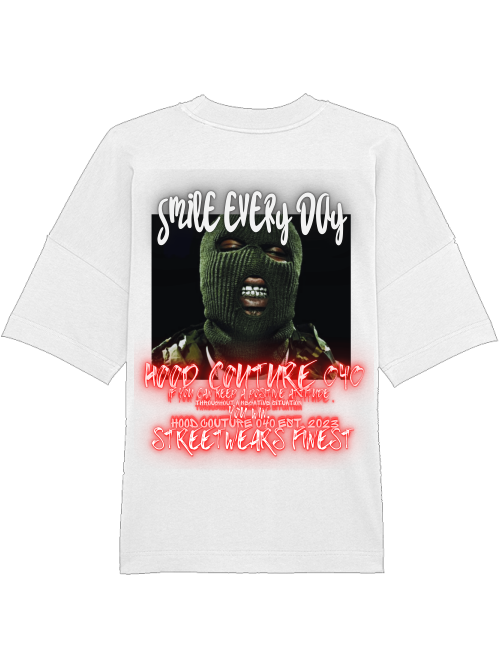 Oversized Unisex Premium T-Shirt "smile.skimask.1.1.backprint"