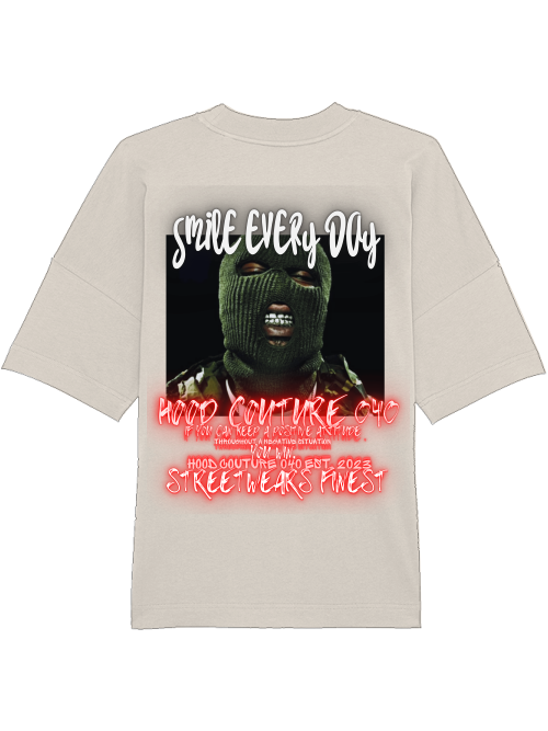Oversized Unisex Premium T-Shirt "smile.skimask.1.1.backprint"