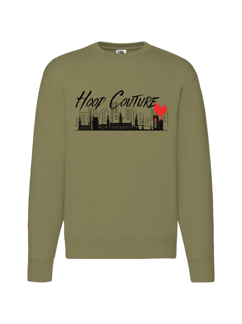 Premium Unisex Crew Neck Sweater Modell 2 "Hood Couture Skyline"