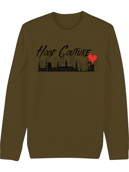 Premium Unisex Crew Neck Sweatshirt "Hood Couture Skyline"