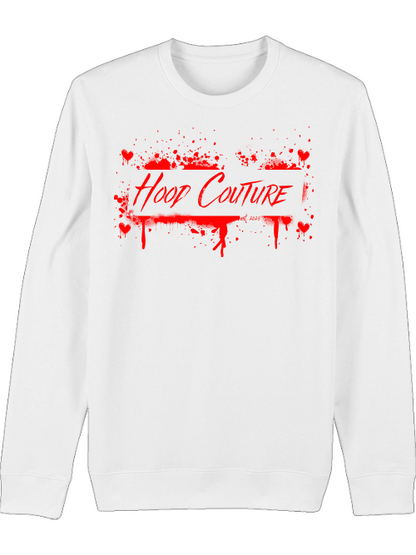 Premium Unisex Crew Neck Sweatshirt "Hood Couture Bloody Love White"