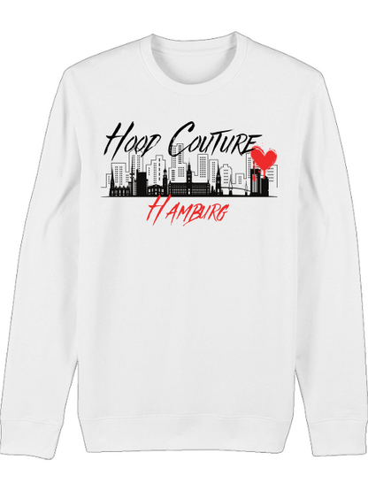 Premium Unisex Crew Neck Sweatshirt "Hood Couture Hamburg rot"