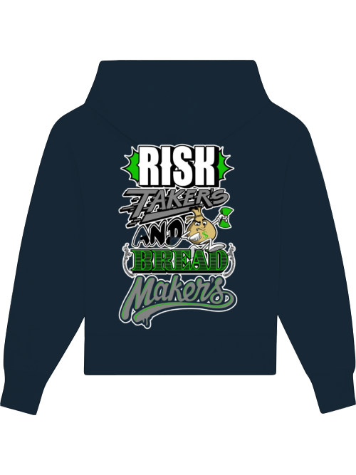 Premium Heavy Cotton Hoodie "Risk Takers and Bread Makers" dunkel