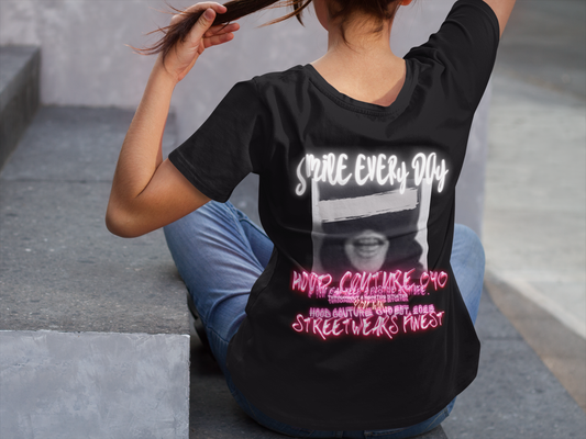 Oversized Unisex Premium T-Shirt "smile.female1.backprint"