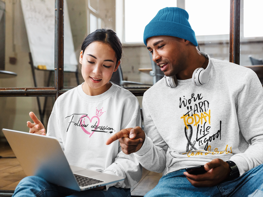 Premium Unisex Crew Neck Sweater Modell 2 "Work Hard Today"