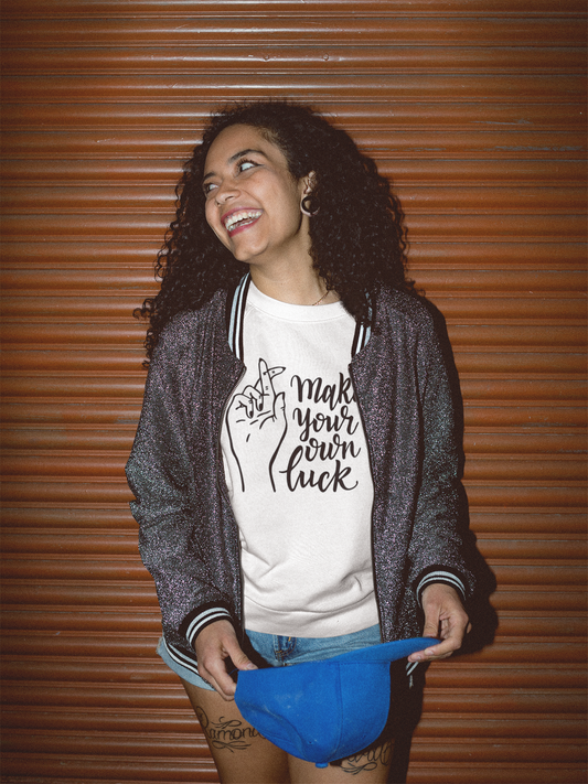 Premium Unisex Crew Neck Sweater Modell 2 "Make Your Own Luck"