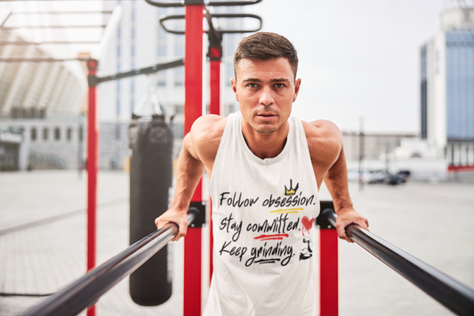 Premium Softstyle Tank Top Men "Obsession. Committement. Grind."