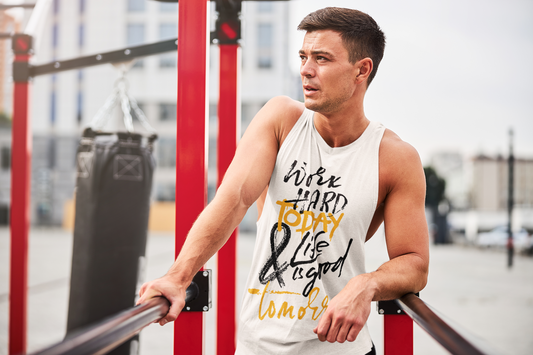 Premium Softstyle Tank Top Men "Work Hard Today & Life Is Good Tomorrow"