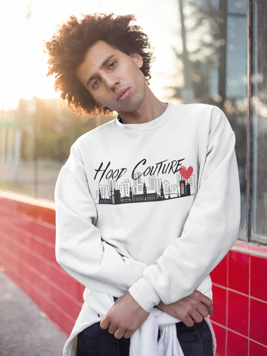 Premium Unisex Crew Neck Sweater Modell 2 "Hood Couture Skyline"