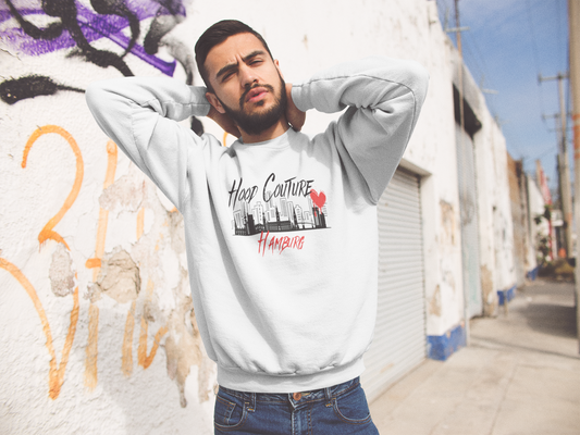 Premium Unisex Crew Neck Sweater Modell 2 "Hood Couture Hamburg rot"