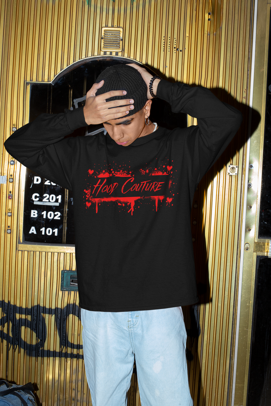 Premium Unisex Crew Neck Sweatshirt "Hood Couture Bloody Love"