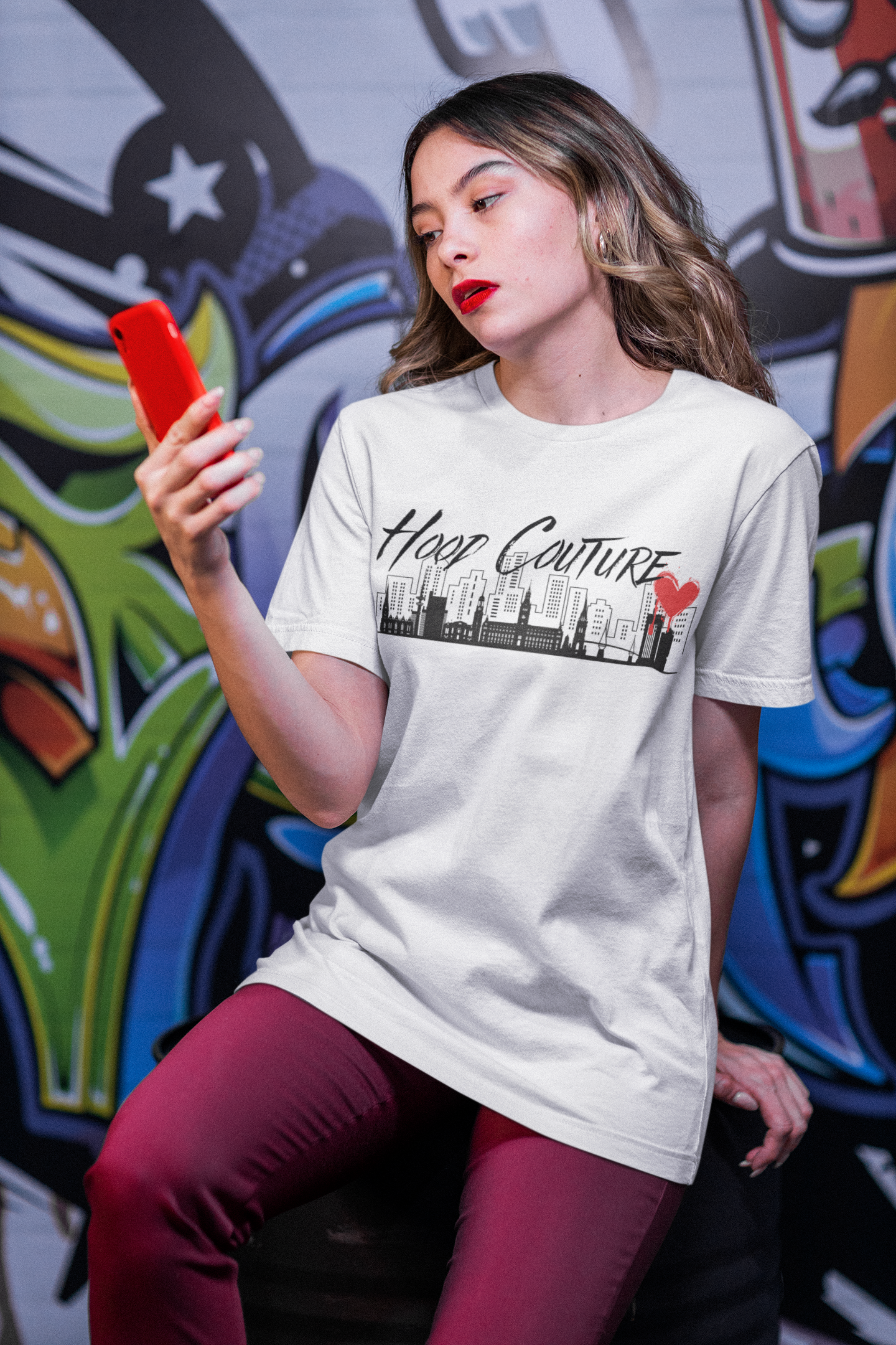 Oversized Unisex Premium T-Shirt "Hood Couture Skyline"