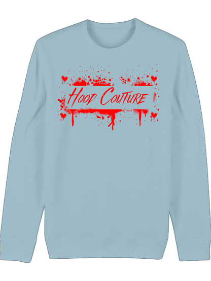 Premium Unisex Crew Neck Sweatshirt "Hood Couture Bloody Love White"