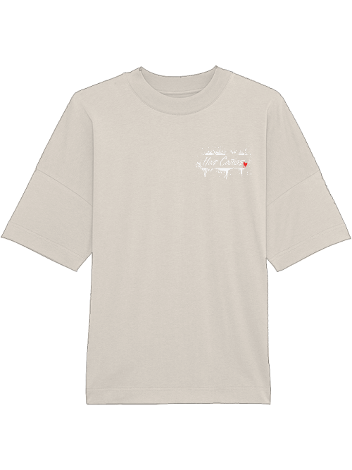 Oversized Unisex Premium T-Shirt "smile.female.skimask.2.backprint