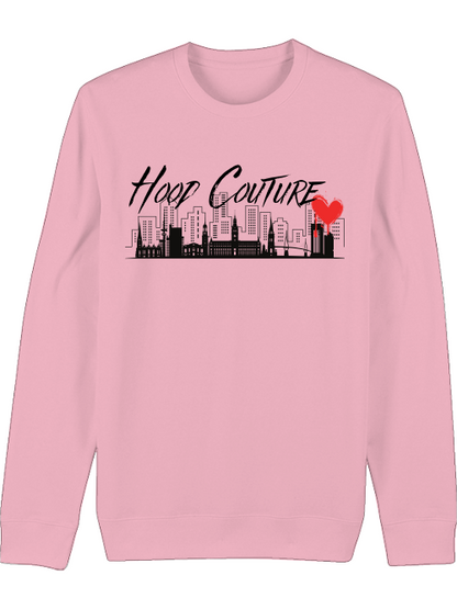 Premium Unisex Crew Neck Sweatshirt "Hood Couture Skyline"