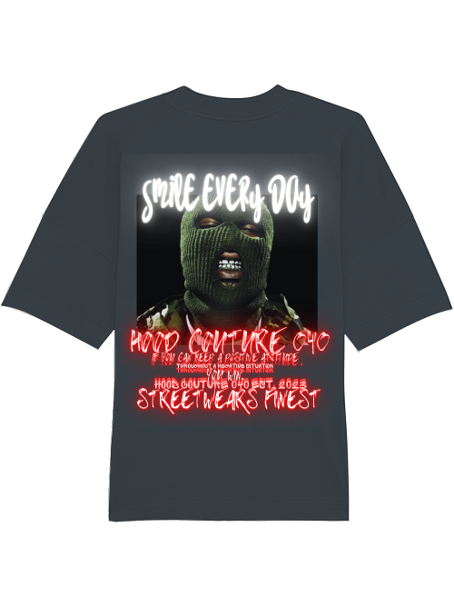 Oversized Unisex Premium T-Shirt "smile.skimask1.backprint"