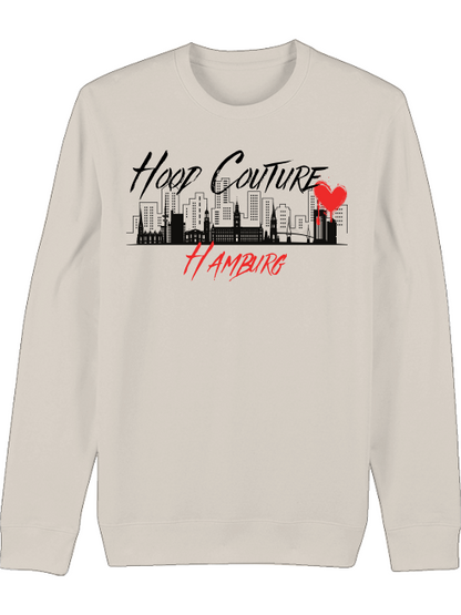 Premium Unisex Crew Neck Sweatshirt "Hood Couture Hamburg rot"
