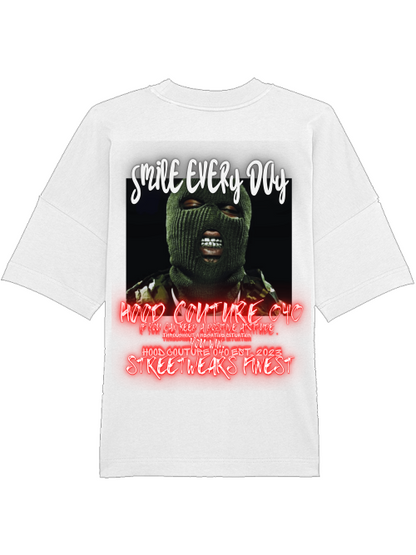 Oversized Unisex Premium T-Shirt "smile.skimask.1.1.backprint"