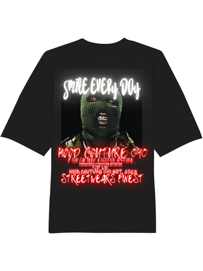 Oversized Unisex Premium T-Shirt "smile.skimask1.backprint"