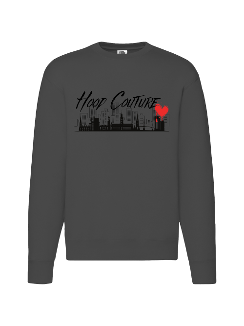 Premium Unisex Crew Neck Sweater Modell 2 "Hood Couture Skyline"