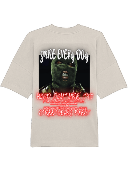 Oversized Unisex Premium T-Shirt "smile.skimask.1.1.backprint"