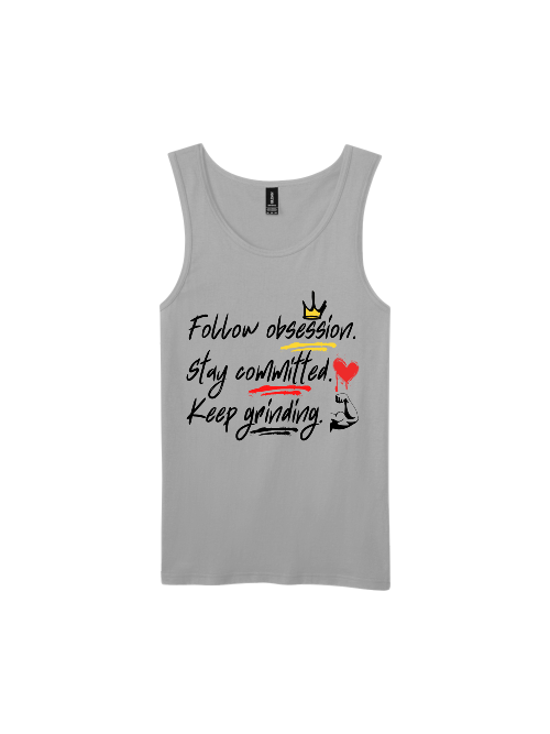 Premium Softstyle Tank Top Men "Obsession. Committement. Grind."