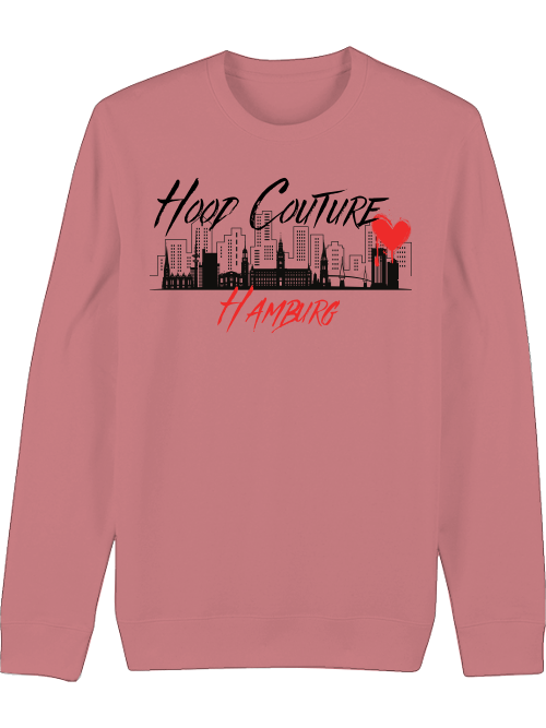 Premium Unisex Crew Neck Sweatshirt "Hood Couture Hamburg rot"