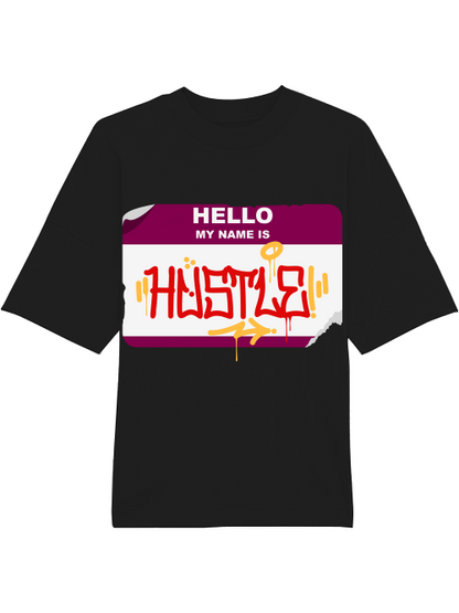 Oversized Unisex Premium T-Shirt "Hello My Name Is Hustle"