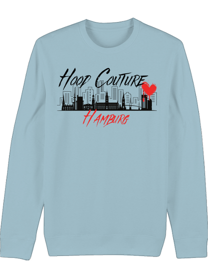 Premium Unisex Crew Neck Sweatshirt "Hood Couture Hamburg rot"