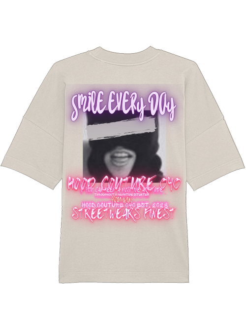 Oversized Unisex Premium T-Shirt "smile.female.skimask.1.1.backprint"