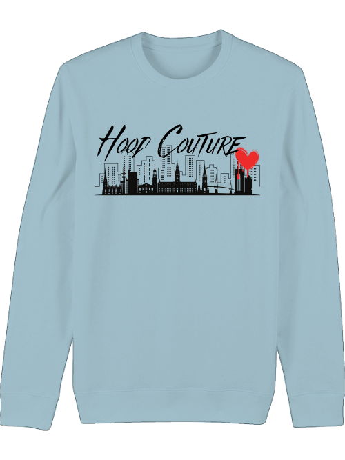 Premium Unisex Crew Neck Sweatshirt "Hood Couture Skyline"