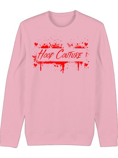 Premium Unisex Crew Neck Sweatshirt "Hood Couture Bloody Love White"