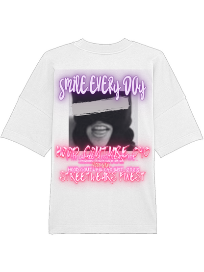Oversized Unisex Premium T-Shirt "smile.female.skimask.1.1.backprint"