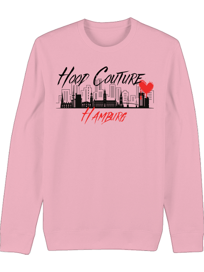 Premium Unisex Crew Neck Sweatshirt "Hood Couture Hamburg rot"
