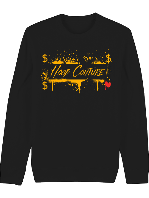 Premium Unisex Crew Neck Sweatshirt "Hood Money Couture Black"