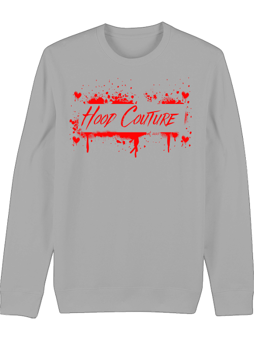 Premium Unisex Crew Neck Sweatshirt "Hood Couture Bloody Love White"