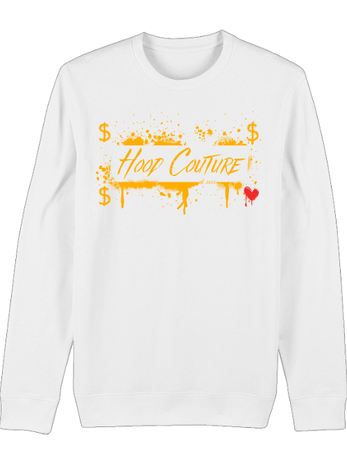 Premium Unisex Crew Neck Sweatshirt "Hood Money Couture White"